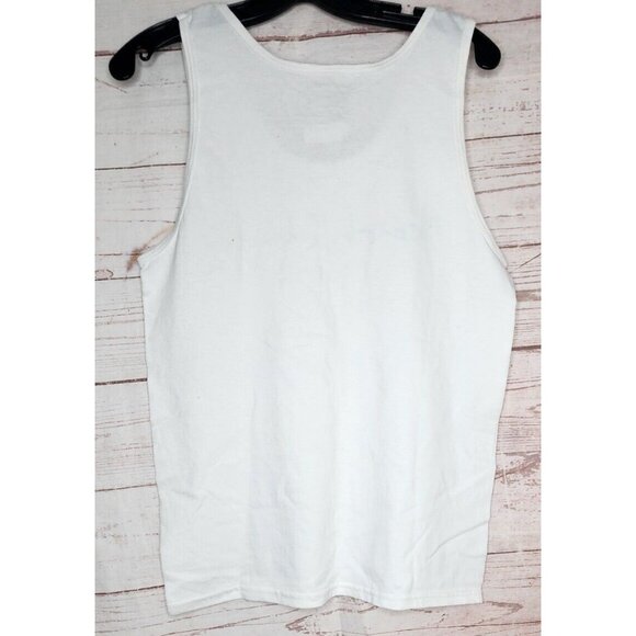 Beach Simple Cotton Blend Made In America Small White Tank Top - Picture 8 of 9